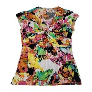 Yvonne Marie Women's Blouse Multicolor Size Small Polyester Blend Stretch
